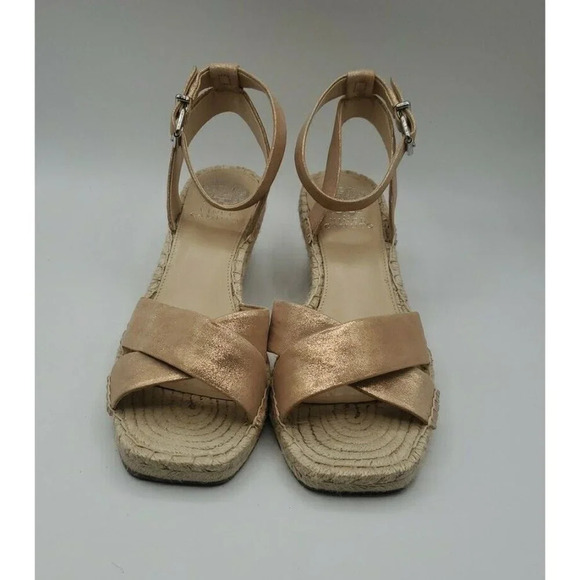 Vince Camuto Women Heel Wedge Shoes Open Toe Rose Gold Espadrille Sandal 9.5M - Picture 2 of 12